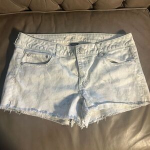 American Eagle Outfitters AEO Stretch 14 Blue Tie-Dye Denim Jean Shorts